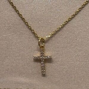 Rachel Roy Gold Plated Link Chain with Dainty CZ Cross